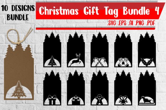Christmas Gift Tags Bundle 4 - Svg Eps for Laser Cutting and Winter Amp Projects