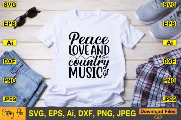 Peace Love and Country Music SVG Design for Crafts