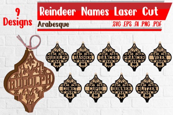 Reindeer Names SVG Bundle for Laser Cutting in Home Decor
