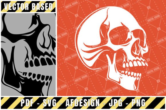 Skull in Negative Space V2 - Vector Art for Graphics and Crafts
