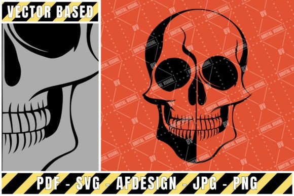 Vector Skull with Smooth 1 Bit Shading for Graphics and Crafts